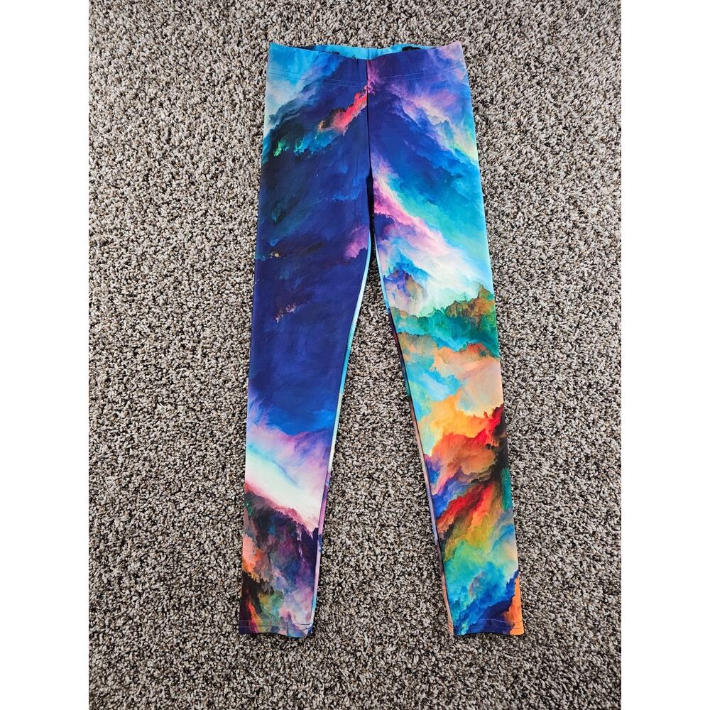 Colorado Threads Girls Sz XL Athletic Leggings Colorful Mountain Sunset Print
